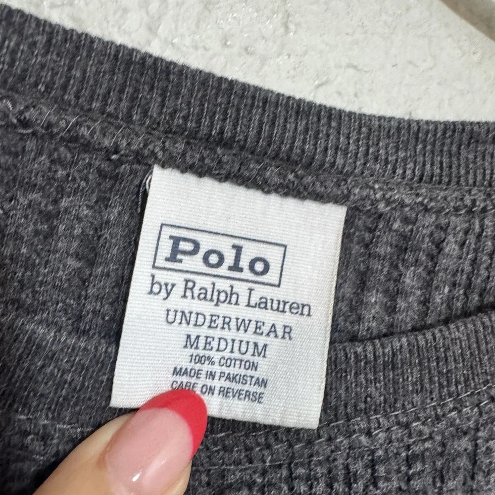 Polo Ralph Lauren Sleepwear Long Sleeve‎ Waffle Knit Thermal Shirt Gray Men's M